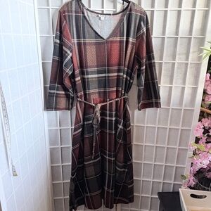 Olivia Mathews Long Sleeve Plaid Dress - autumn colors